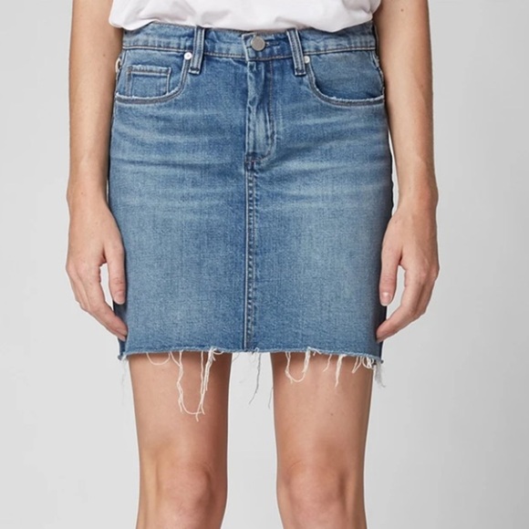 Bank NYC two faced color block denim mini skirt cut off raw frayed hem 28 - Picture 10 of 12